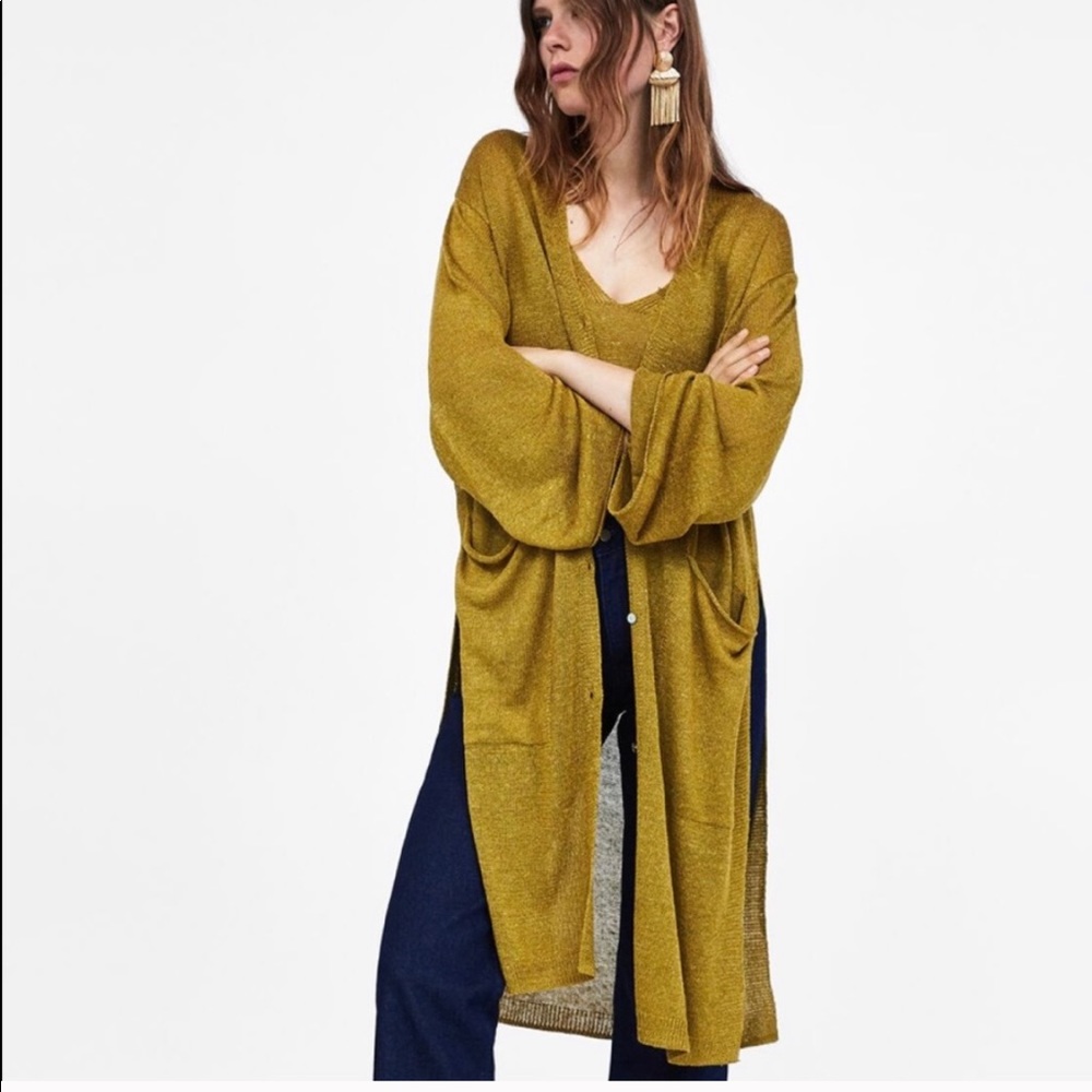 Zara Sheer Knit Drape Cardigan